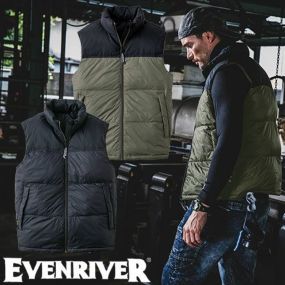 防寒ベスト イーブンリバー EVENRIVER  コーデュラダウンベスト GR2005 作業着 防寒 作業服 羽毛 アウトドア タウンユース カジュアル シンプル カッコいい 登山 ハイキング キャンプ スポーツ ランニング ウォーキング