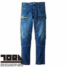作業服 デニム 寅壱 TORA デニムカーゴパンツ 8940-219 作業着 通年 秋冬 カッコいい おしゃれ 人気 ストレッチ カジュアル タウンユース