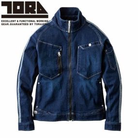 作業服 デニム 寅壱 TORA デニム長袖ブルゾン 8990-124 作業着 通年 秋冬 カッコいい おしゃれ 人気 ストレッチ カジュアル タウンユース