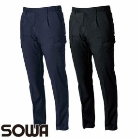 作業服 カーゴパンツ 桑和 SOWA カーゴパンツ(ワンタック 脇ゴム) 9528-08 作業着 春夏 エコ リサイクル 再生繊維 制電 ストレッチ 消臭 イージーケア 男女共用 会社 企業 工場 制服