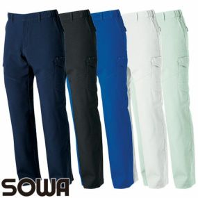 作業服 カーゴパンツ 桑和 SOWA  カーゴパンツ（ノータック 脇ゴム） 968-98 作業着 春夏 主力製品 売れ筋 制電 ストレッチ 消臭 イージーケア 男女共用 会社 企業 工場 制服
