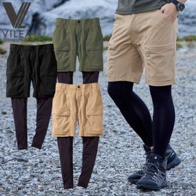 作業服 カーゴパンツ 村上被服 鳳皇 HOOH フェイクレイヤードハーフパンツ 6184 作業着 春夏 フットカバーと一体 カジュアル アウトドア スポーツ タウンユース おしゃれ ラフ シンプル
