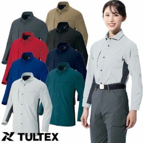 作業服 長袖シャツ AITOZ アイトス  TULTEX 長袖シャツ（男女兼用） AZ-4235 作業着 春夏 会社 工場 店舗 運送 制服 カラー豊富 サイズ豊富 動きやすい 制電 UVカット 軽量 吸汗速乾 遮熱