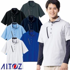 作業服 ポロシャツ 半袖 AITOZ アイトス  半袖ポロシャツ（男女兼用） AZ-50016 作業着 春夏 店舗 工場 倉庫 配送 ビルメンテナンス 施設管理 運送 介護 ドライバー スタッフ 制服 サイズ豊富 制電 UVカット 遮熱 ストレッチ スマホポケット アウトドア タウンユース