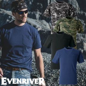 Tシャツ 半袖 イーブンリバー EVENRIVER  ヘビーウェイトTシャツ（半袖） NRS116 半袖Tシャツ 綿混 シンプル カッコいい しっかり 耐久性 丈夫 アウトドア タウンユース スポーツ キャンプ 登山 トレッキング 釣り サイクリング