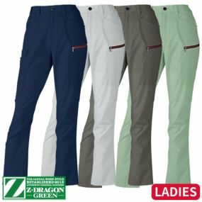 作業着 作業服 レディース パンツ 春夏 Z-DRAGON GREEN エコ製品制電ストレッチレディスカーゴパンツ（裏付） 77616 作業着 春夏 SDGs エコロジカル 環境配慮型 植物由来 エコマーク グリーン購入法対応 帯電防止 男女兼用 シャープなスタイル スタイリッシュ カジュアル