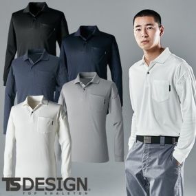 作業服 ポロシャツ 長袖 藤和 TS Design  TecRecycロングスリーブポロシャツ 2275 作業着 通年 秋冬 カッコいい シンプル おしゃれ 着心地がよい 動きやすい 丈夫 吸汗速乾 リサイクル素材 エコ ソフト