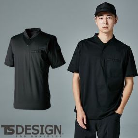 作業服 ポロシャツ 半袖 藤和 TS Design  TSDEOドッツヘンリーネックシャツ 85651 作業着 春夏 カッコいい シンプル おしゃれ 着心地がよい 動きやすい 丈夫 消臭 通気 軽量 接触冷感 UVカット ストレッチ 通勤 通学 オフィス カジュアル タウンユース アウトドア スポーツ